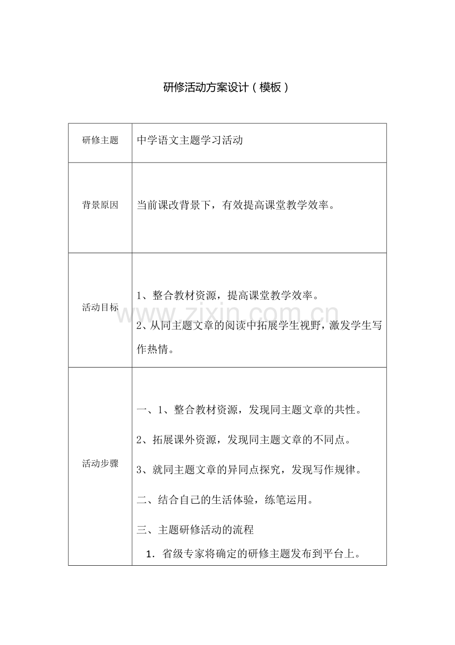 主题研修活动设计方案(模板).docx_第1页