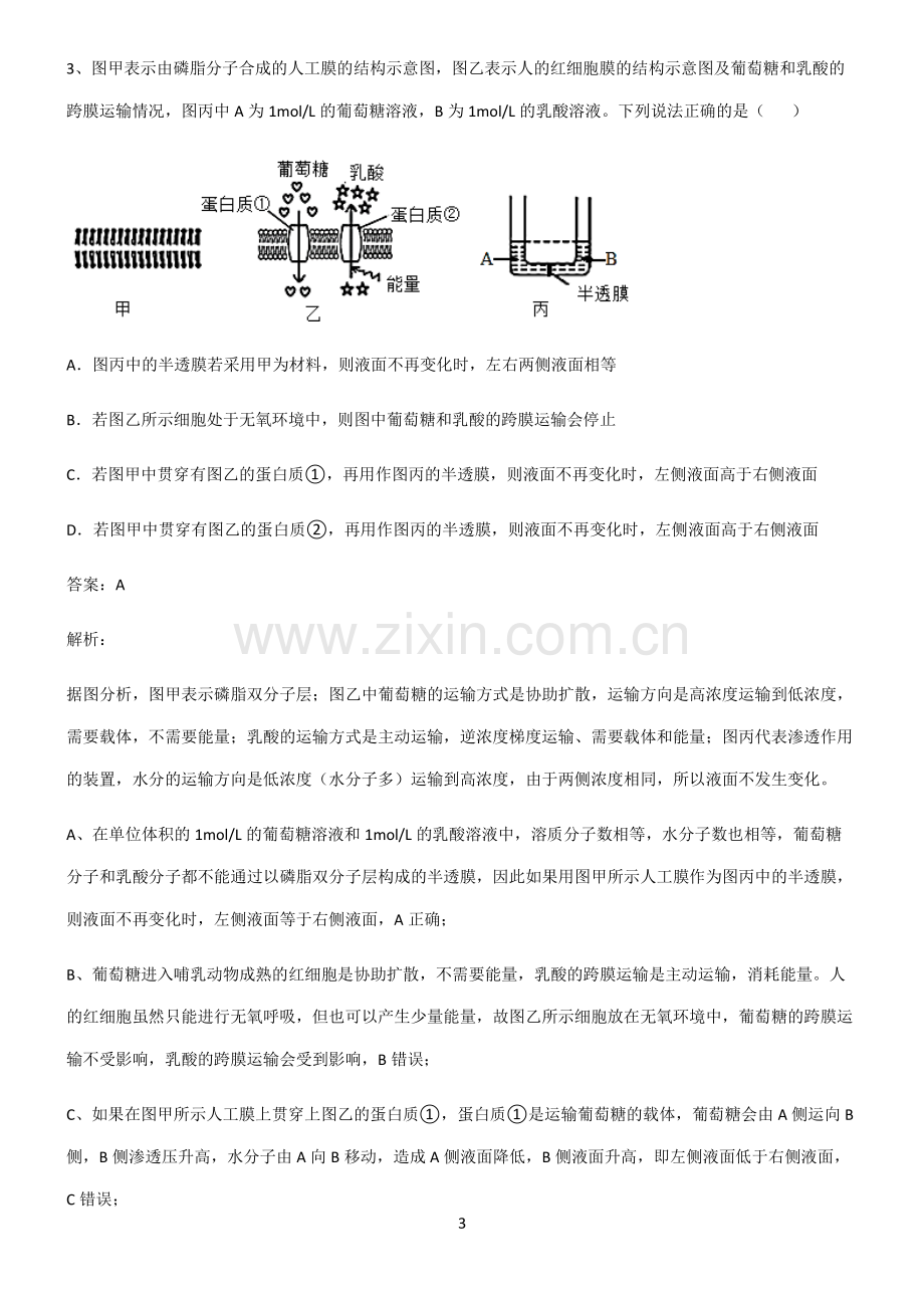 高中生物必修一细胞的物质输入和输出知识点归纳总结.pdf_第3页