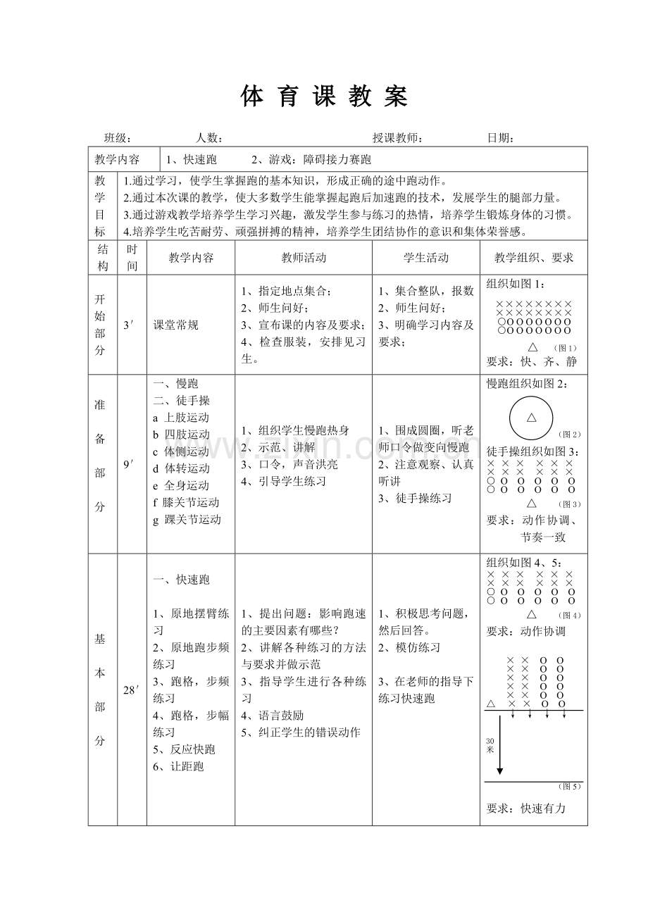 体育课教案快速跑.doc_第1页