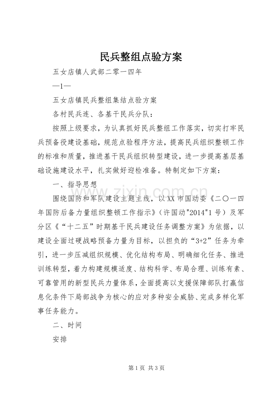 民兵整组点验实施方案.docx_第1页