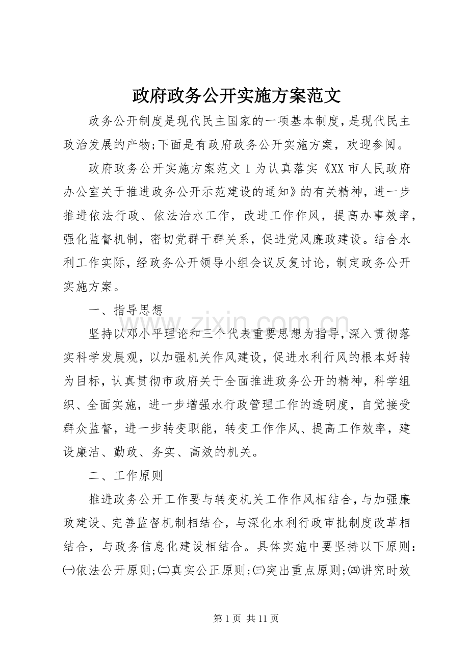 政府政务公开方案范文.docx_第1页