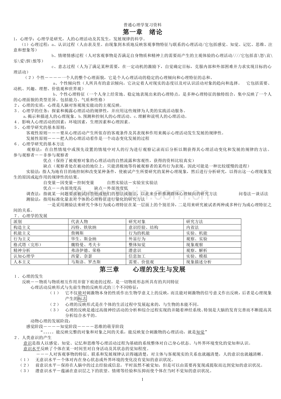 普通心理学复习资料.doc_第1页