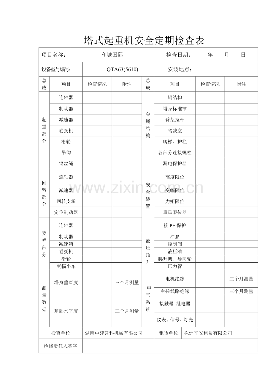 塔机定期检查表.doc_第1页