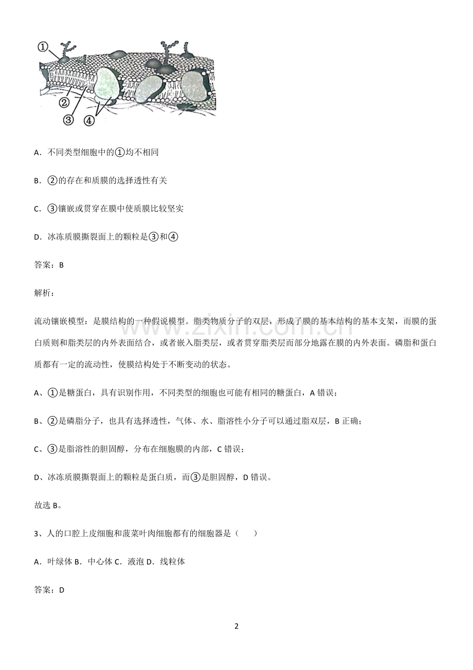 2022届高中生物第三章细胞的基本构成高频考点知识梳理.pdf_第2页