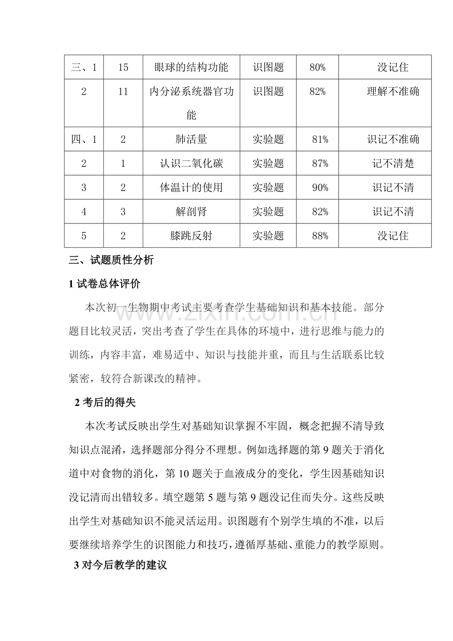 七年级生物第二学期期末试卷分析.doc_第3页