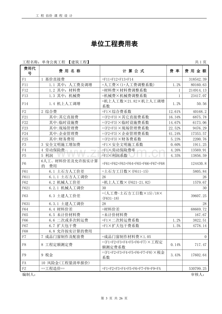 工程估价课程设计实例.doc_第3页