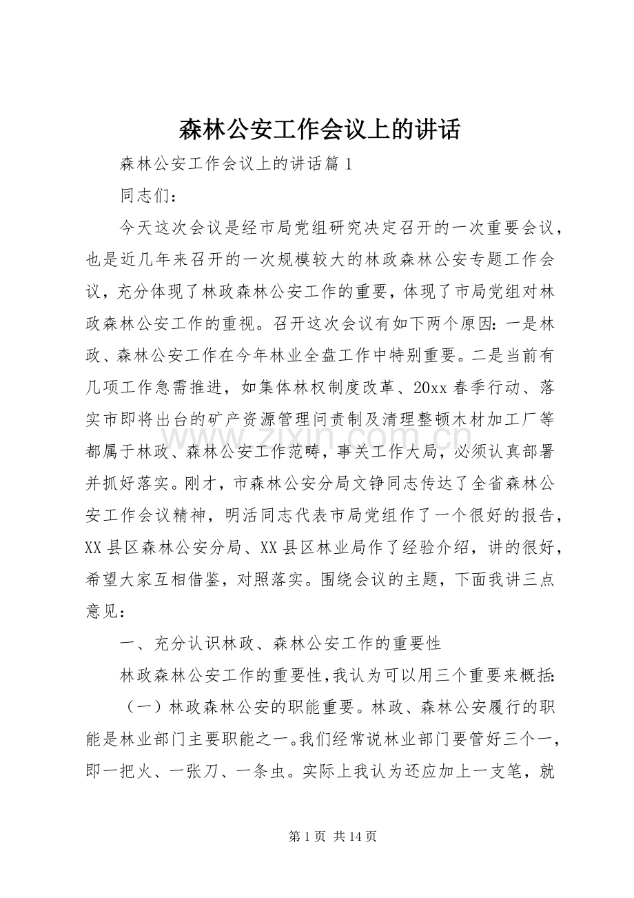 森林公安工作会议上的讲话.docx_第1页