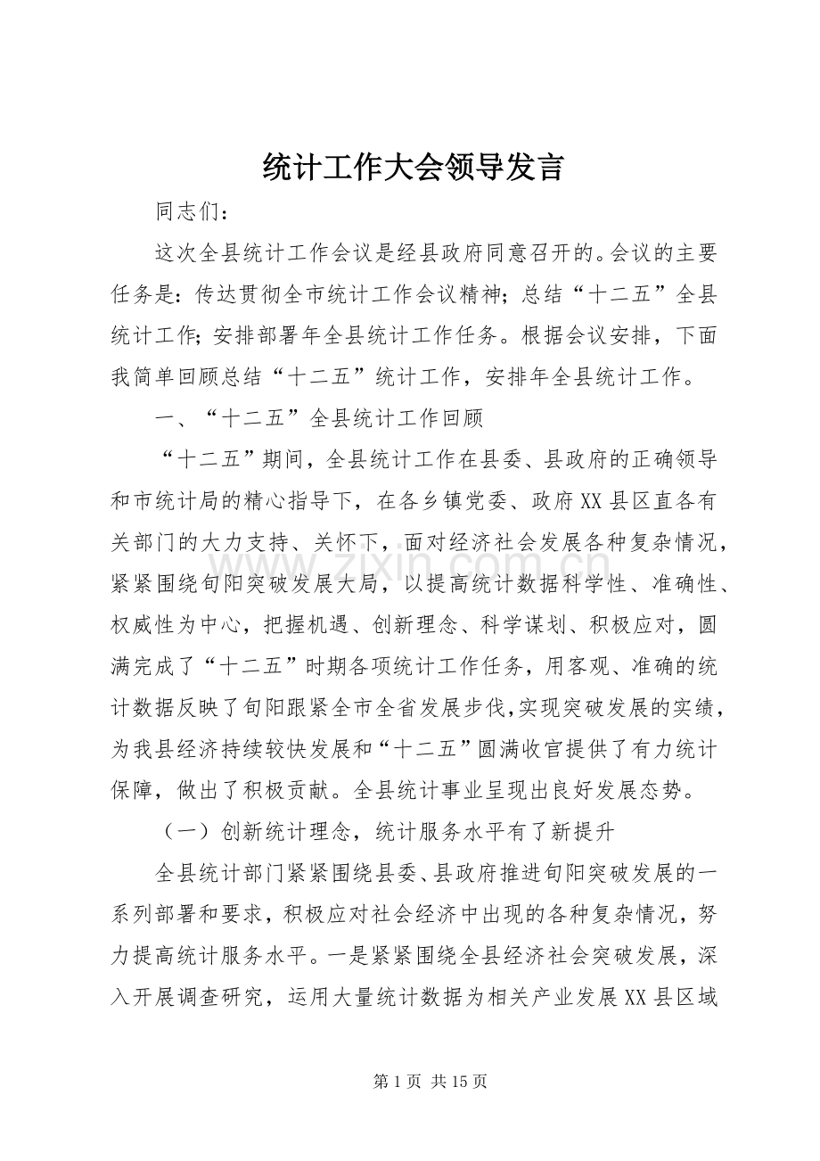 统计工作大会领导发言.docx_第1页