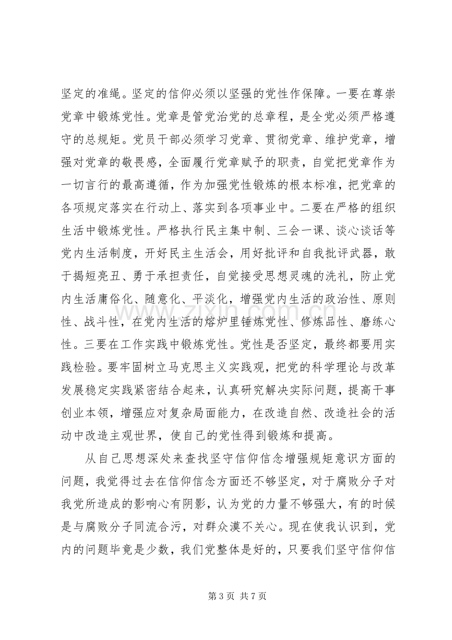 坚守信仰信念增强规矩意识讨论发言稿.docx_第3页