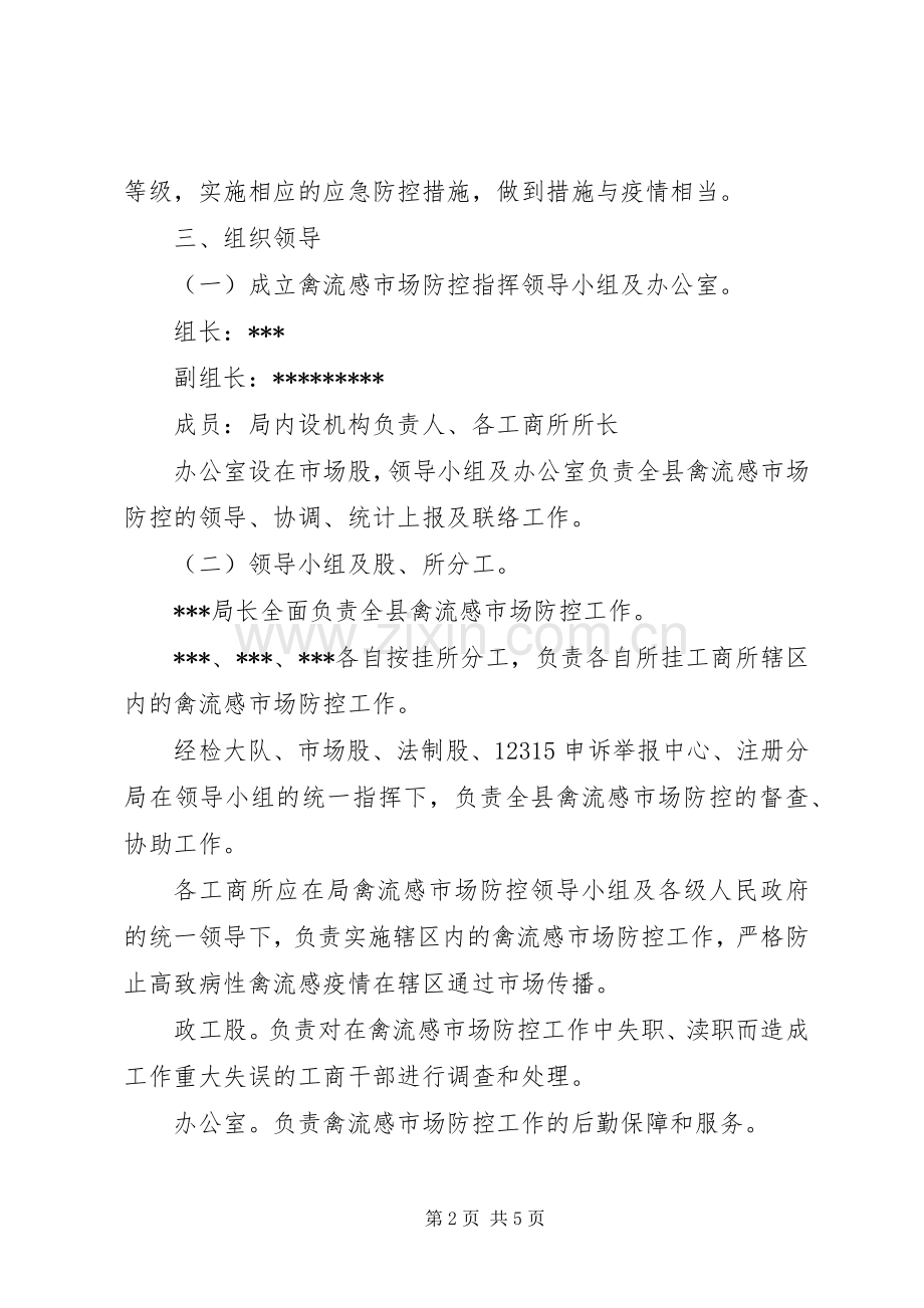 工商局禽流感市场防控应急处理预案 .docx_第2页