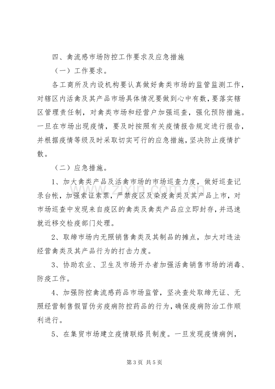 工商局禽流感市场防控应急处理预案 .docx_第3页