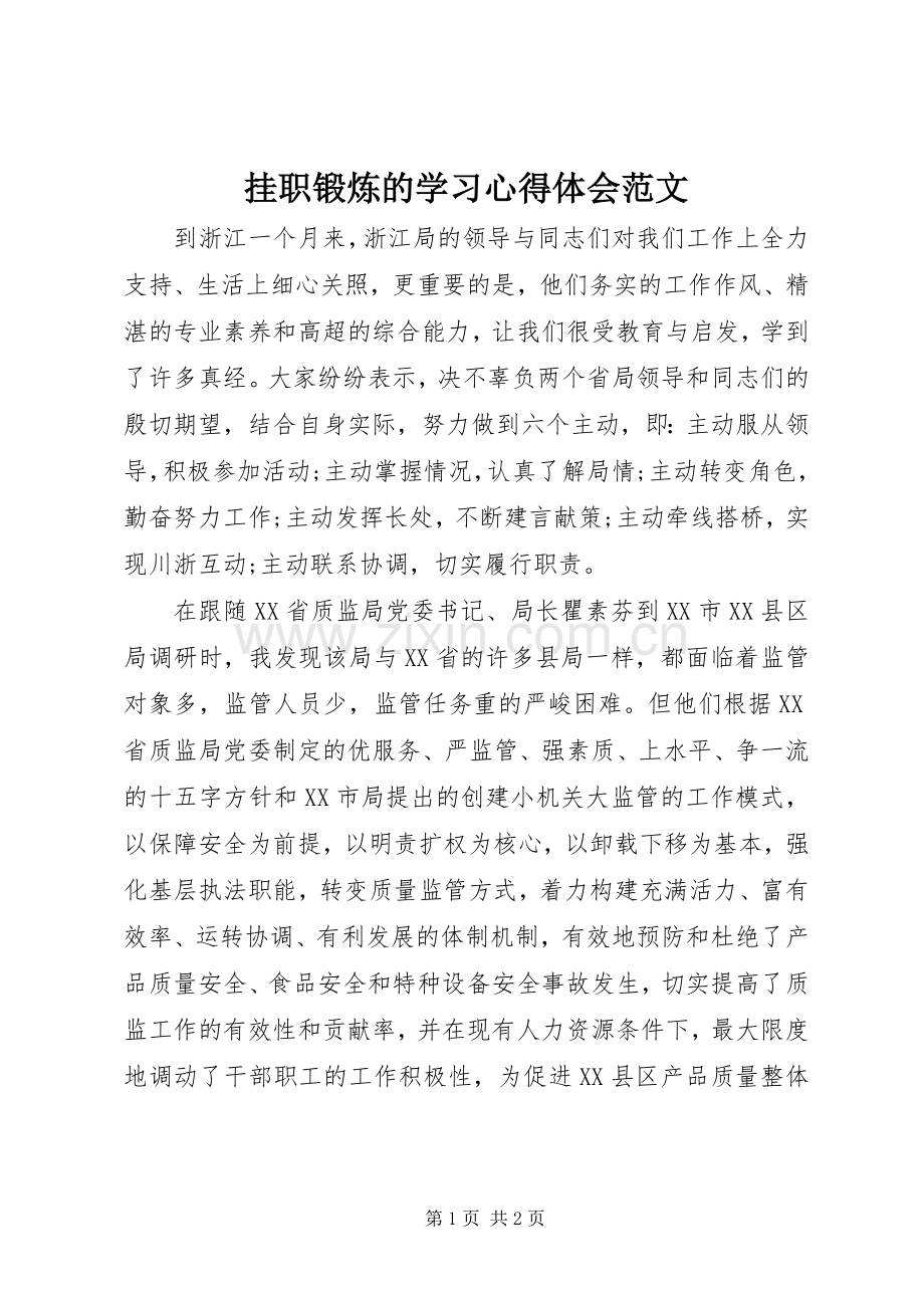 挂职锻炼的学习心得体会范文.docx_第1页