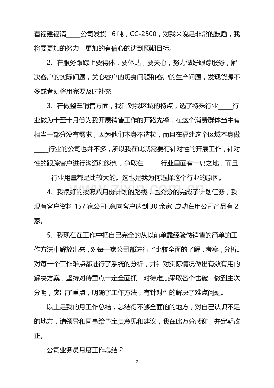 公司业务员月度工作总结.doc_第2页