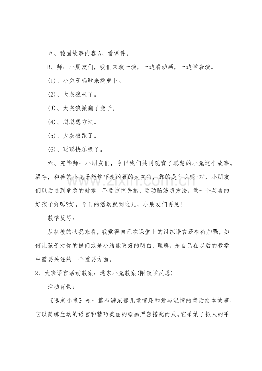 大班语言聪明的小兔教案反思.doc_第3页