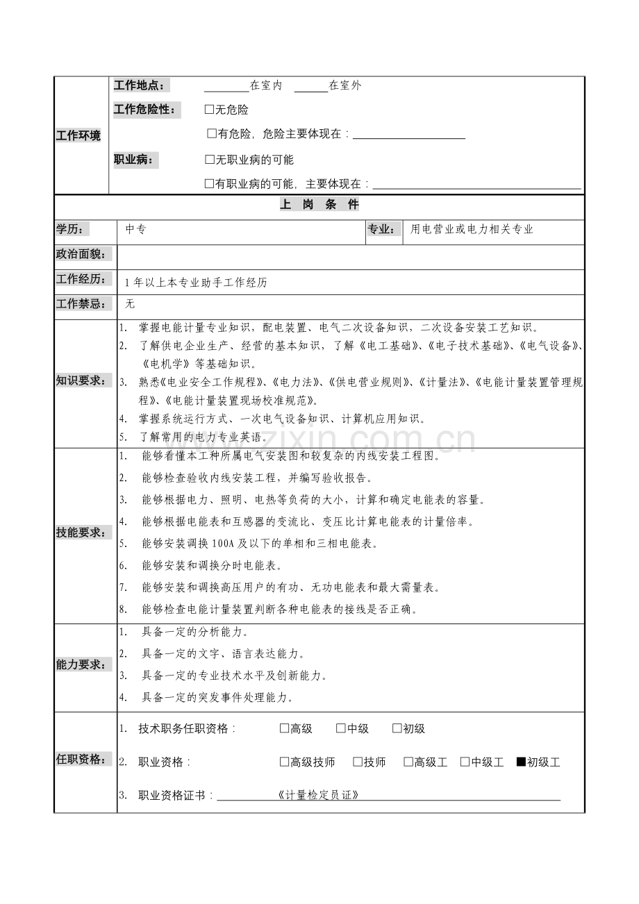 供电公司客户服务中心装表接电作业岗位说明书.doc_第2页