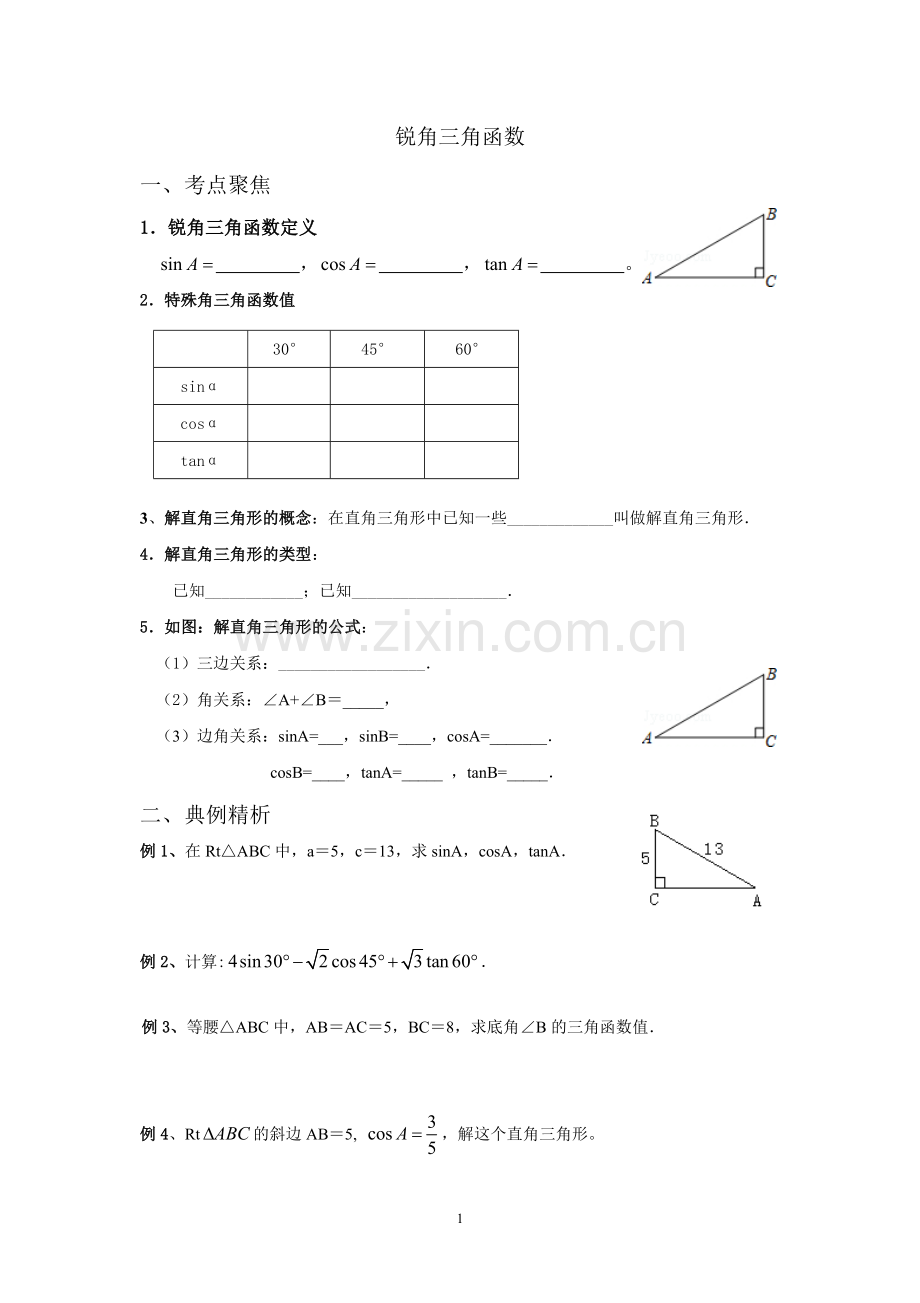 锐角三角函数(总复习).doc_第1页