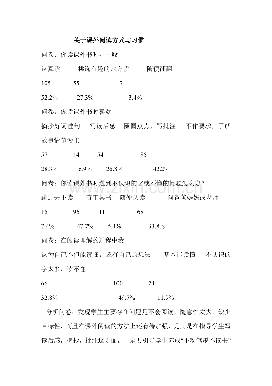 关于课外阅读方式与习惯.doc_第1页