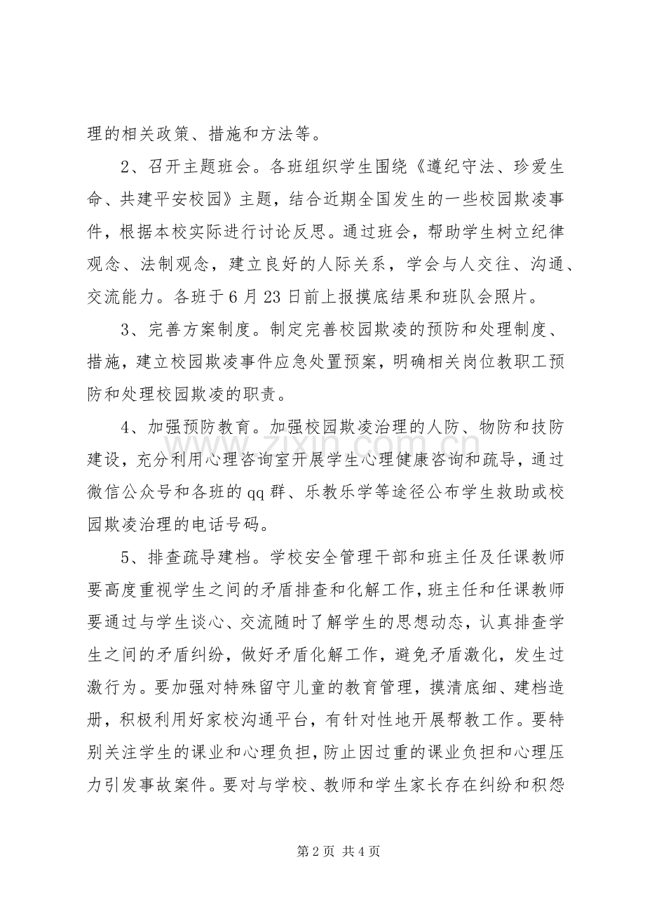 学校开展校园欺凌专项治理活动方案 .docx_第2页