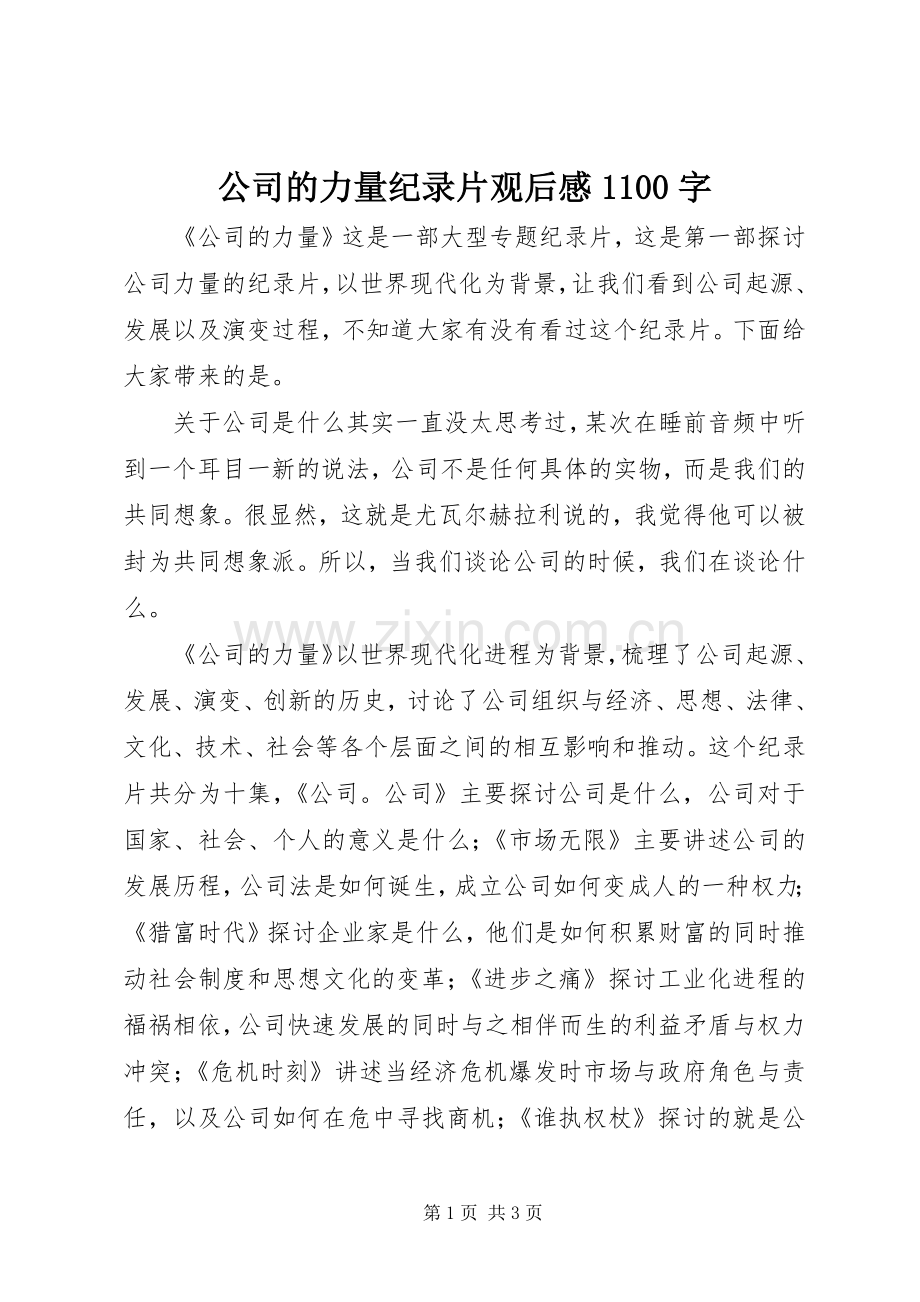 公司的力量纪录片观后感1100字.docx_第1页