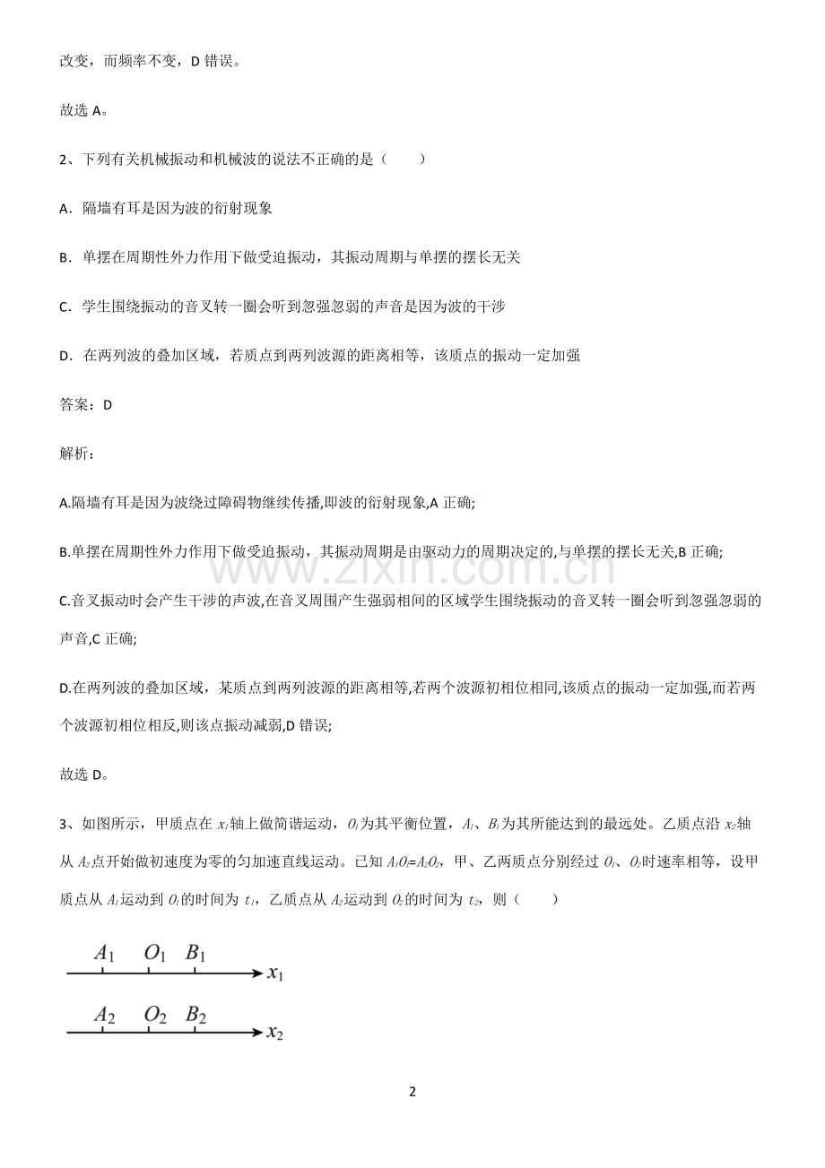 人教版高中物理机械振动与机械波易错题集锦.pdf_第2页