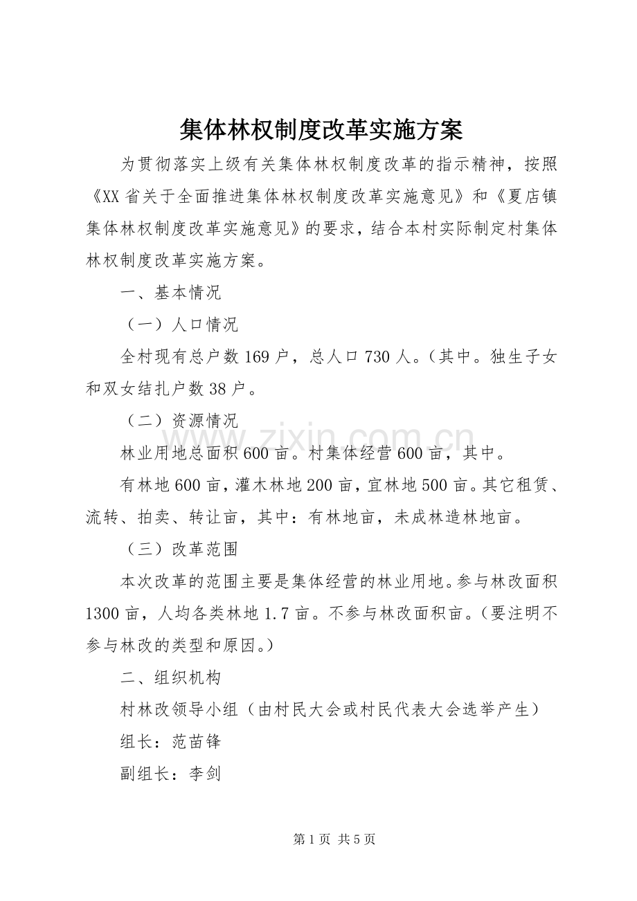 集体林权制度改革方案.docx_第1页