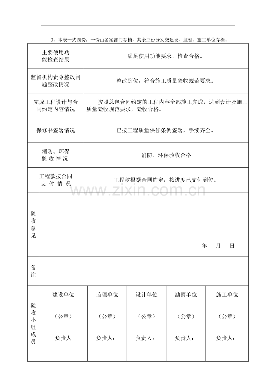 建设工程竣工验收意见书及各单位评价报告.doc_第2页