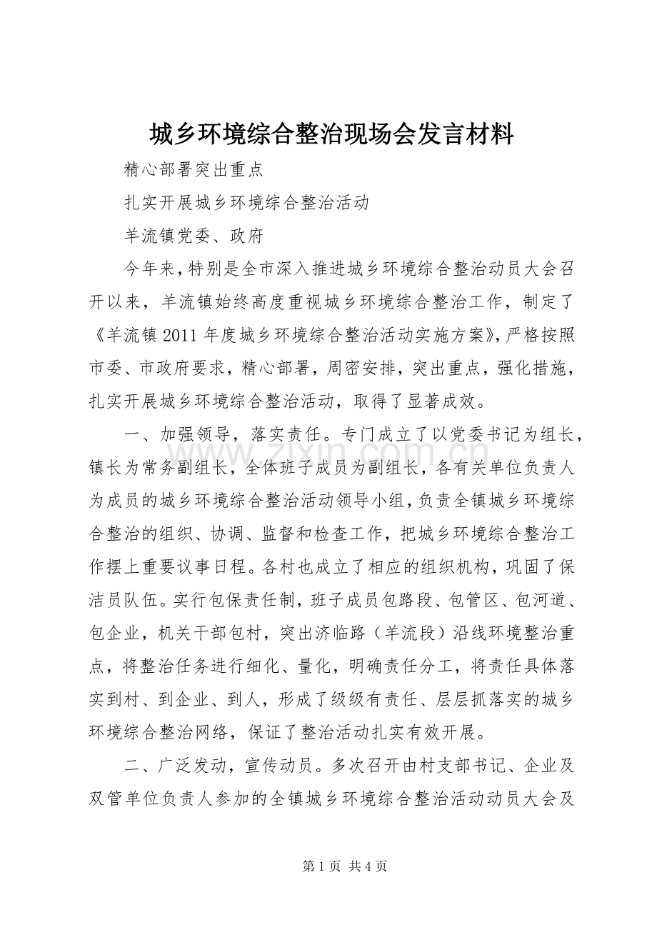 城乡环境综合整治现场会发言材料.docx_第1页