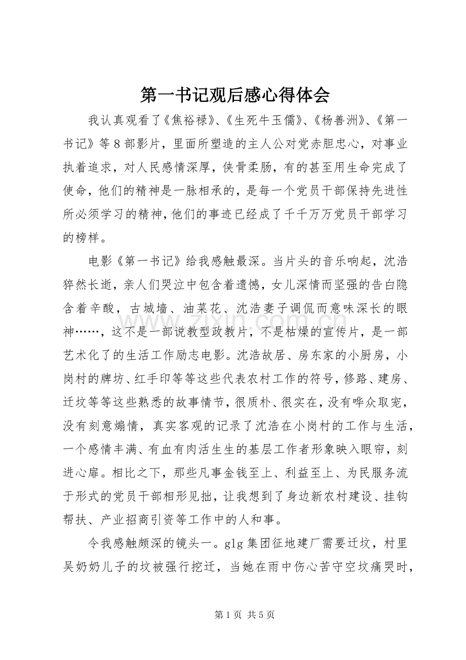 第一书记观后感心得体会.docx_第1页