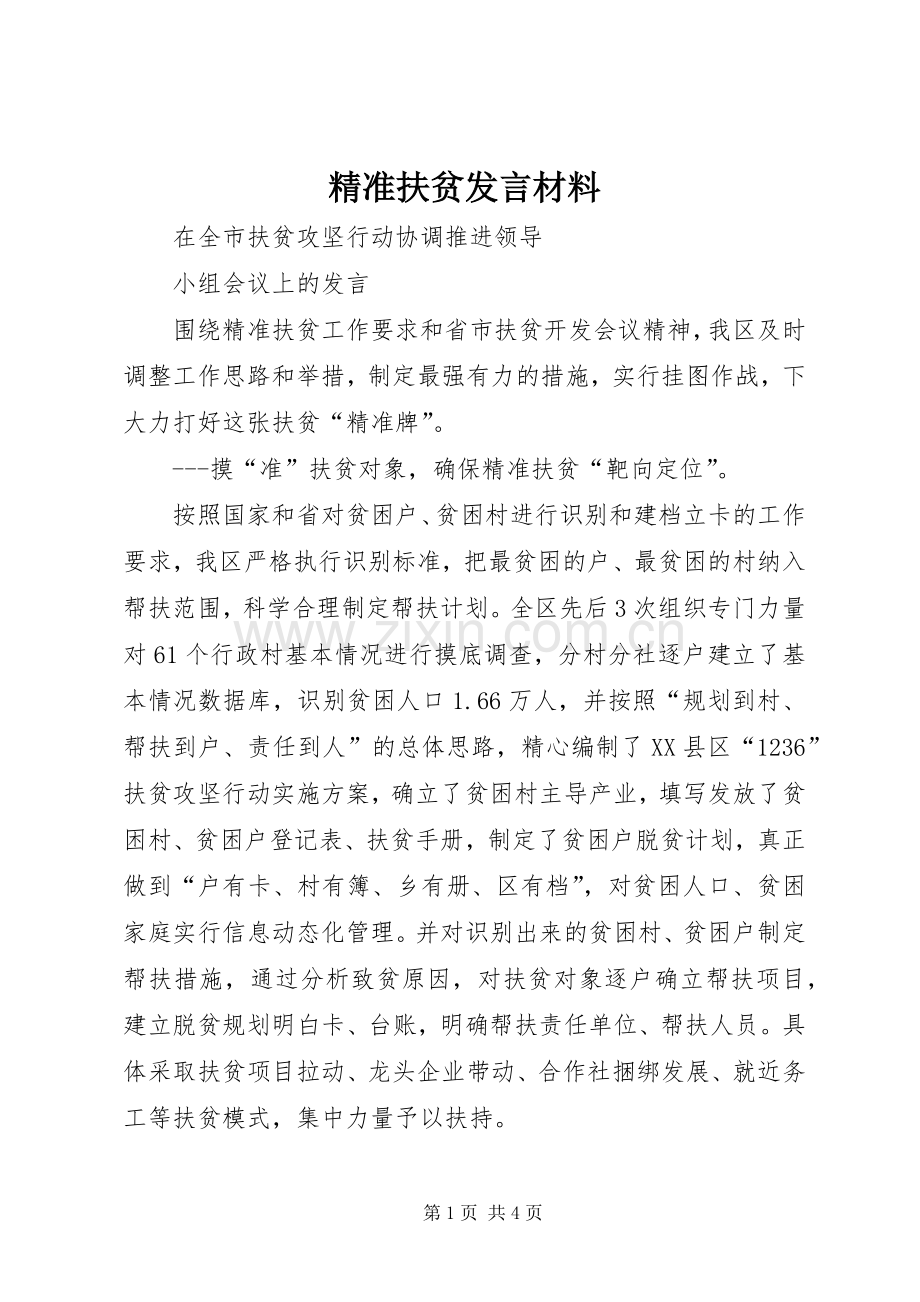 精准扶贫发言材料.docx_第1页