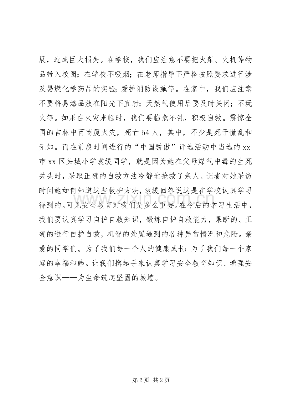 安全教育主题演讲稿.docx_第2页