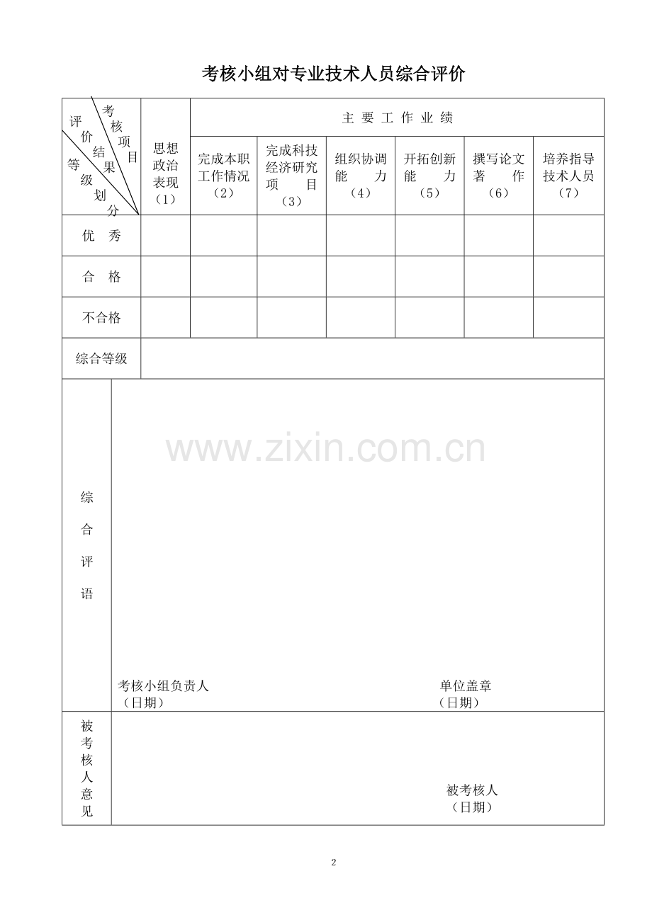 考核登记表(空表).doc_第3页