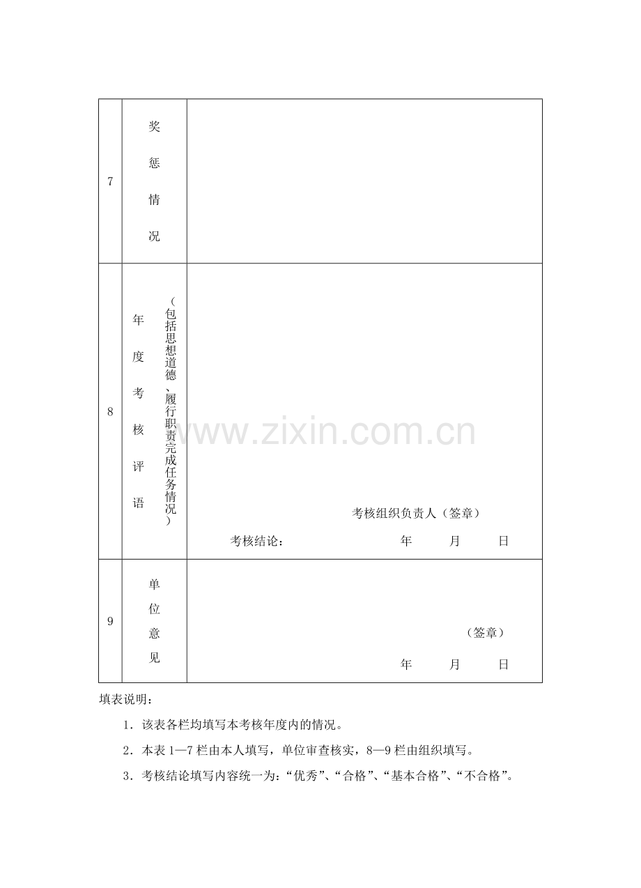 专技人员个人年度考核表(四川教师用).doc_第1页