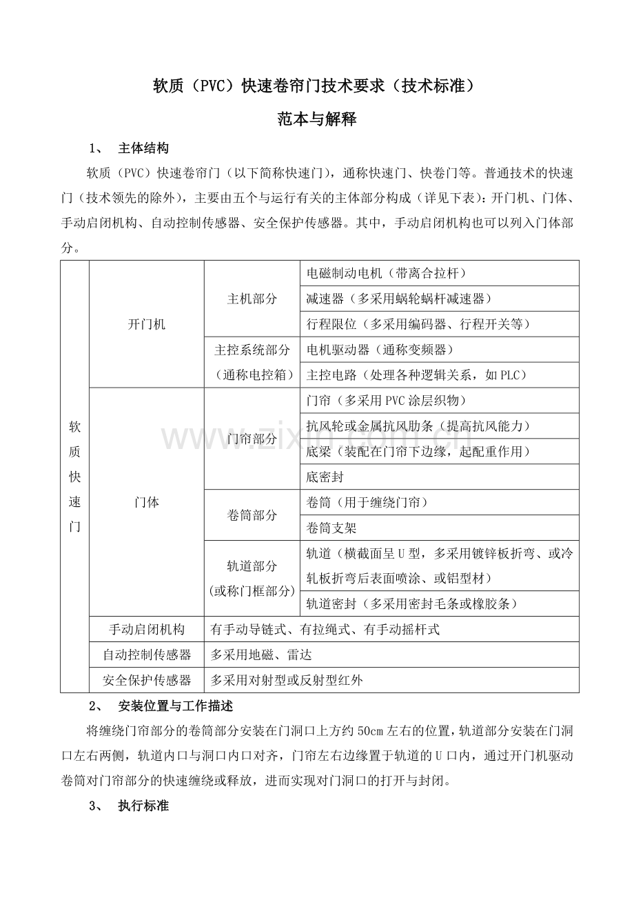 软质(PVC)快速卷帘门技术标准与范本.doc_第1页