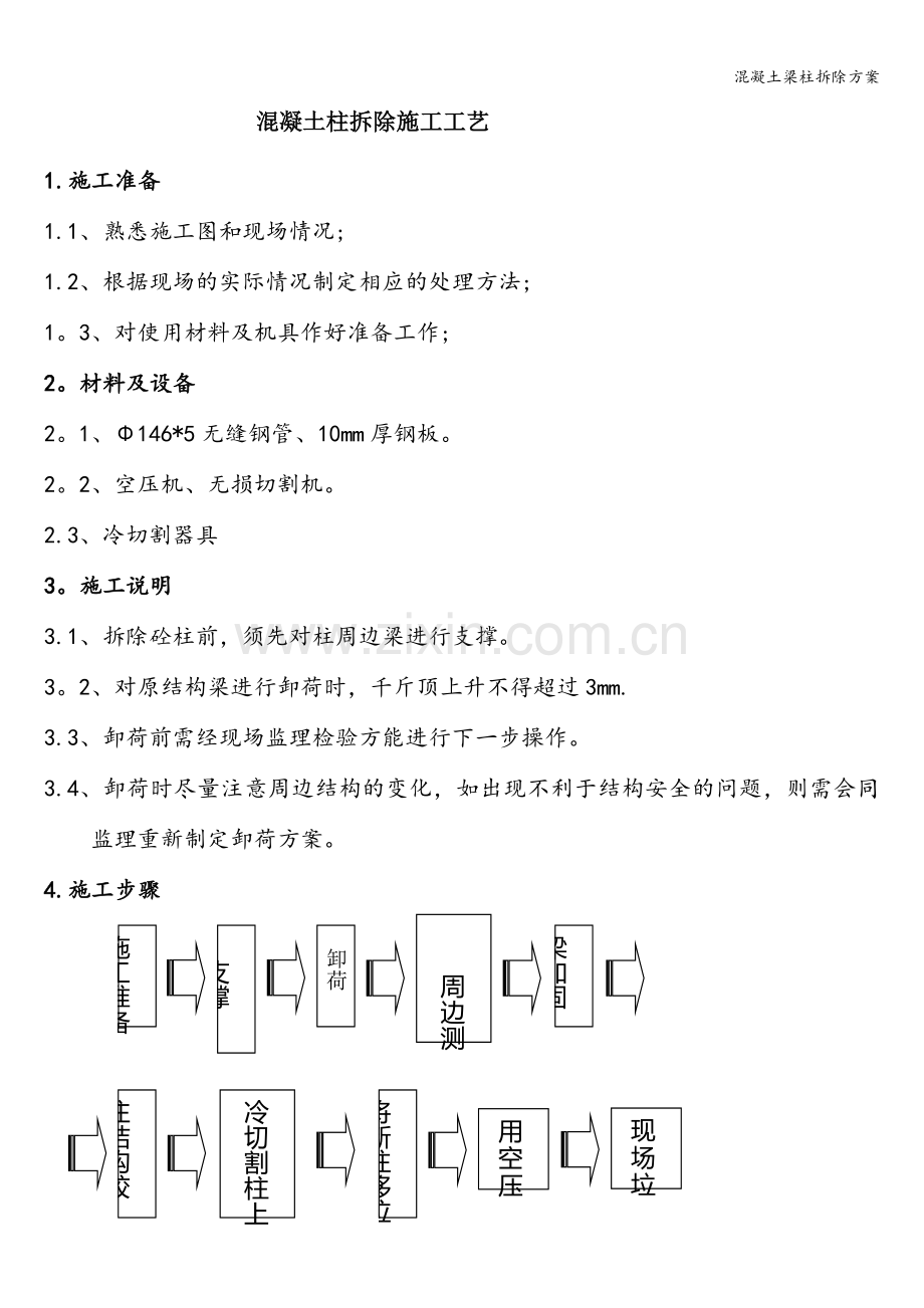 混凝土梁柱拆除方案.doc_第1页