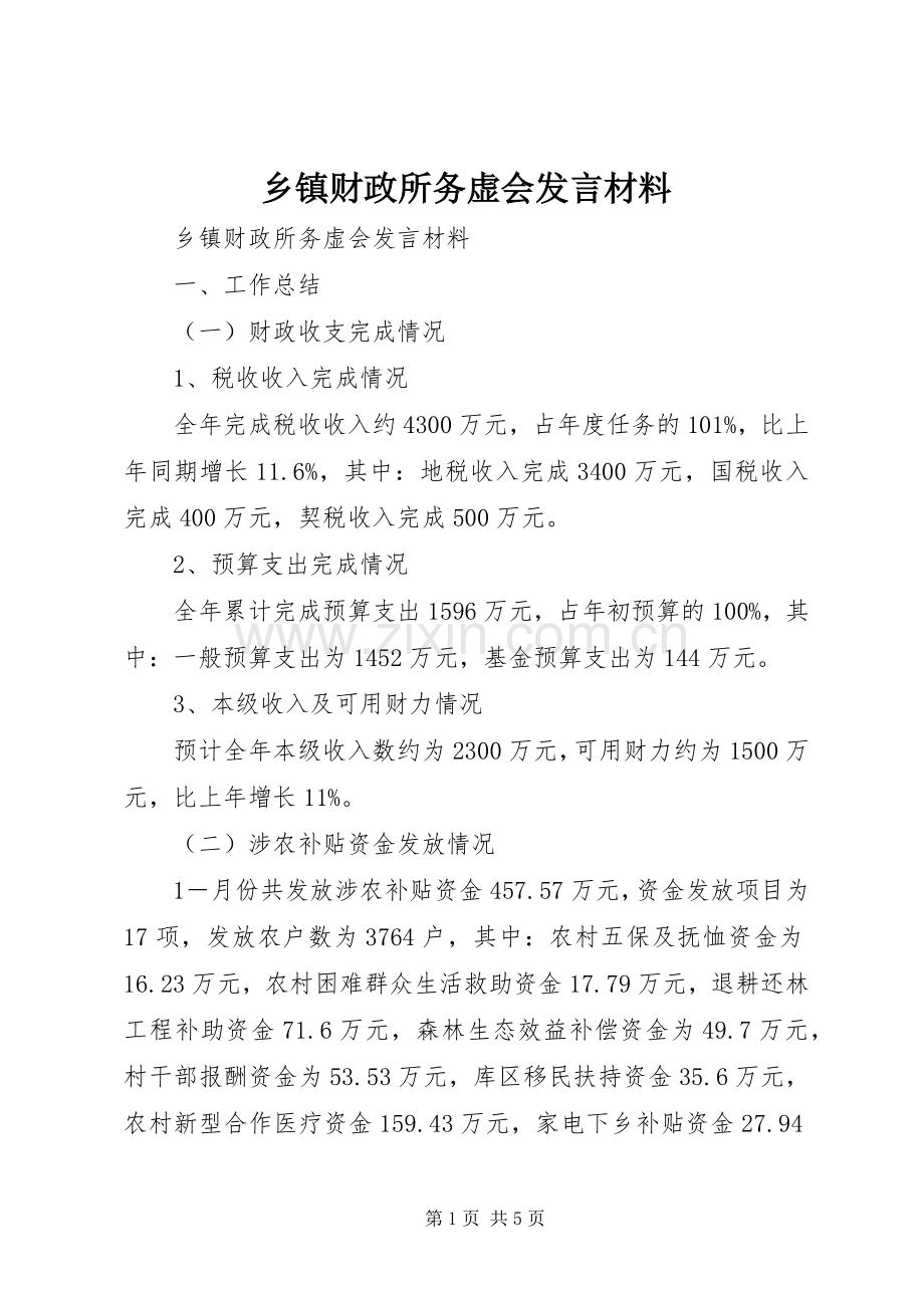 乡镇财政所务虚会发言材料.docx_第1页