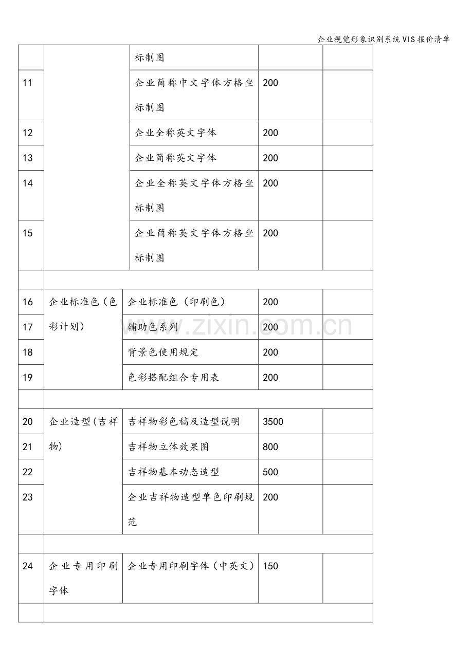 企业视觉形象识别系统VIS报价清单.doc_第2页