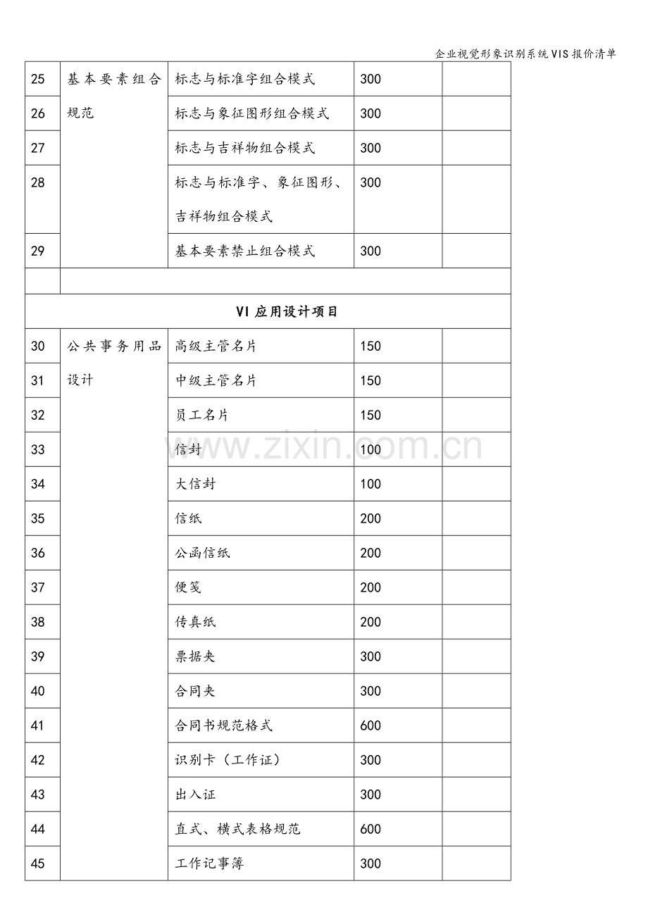 企业视觉形象识别系统VIS报价清单.doc_第3页