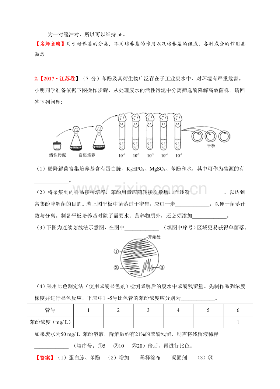 2017年生物高考真题汇编专题八--选修一生物技术实践.doc_第2页