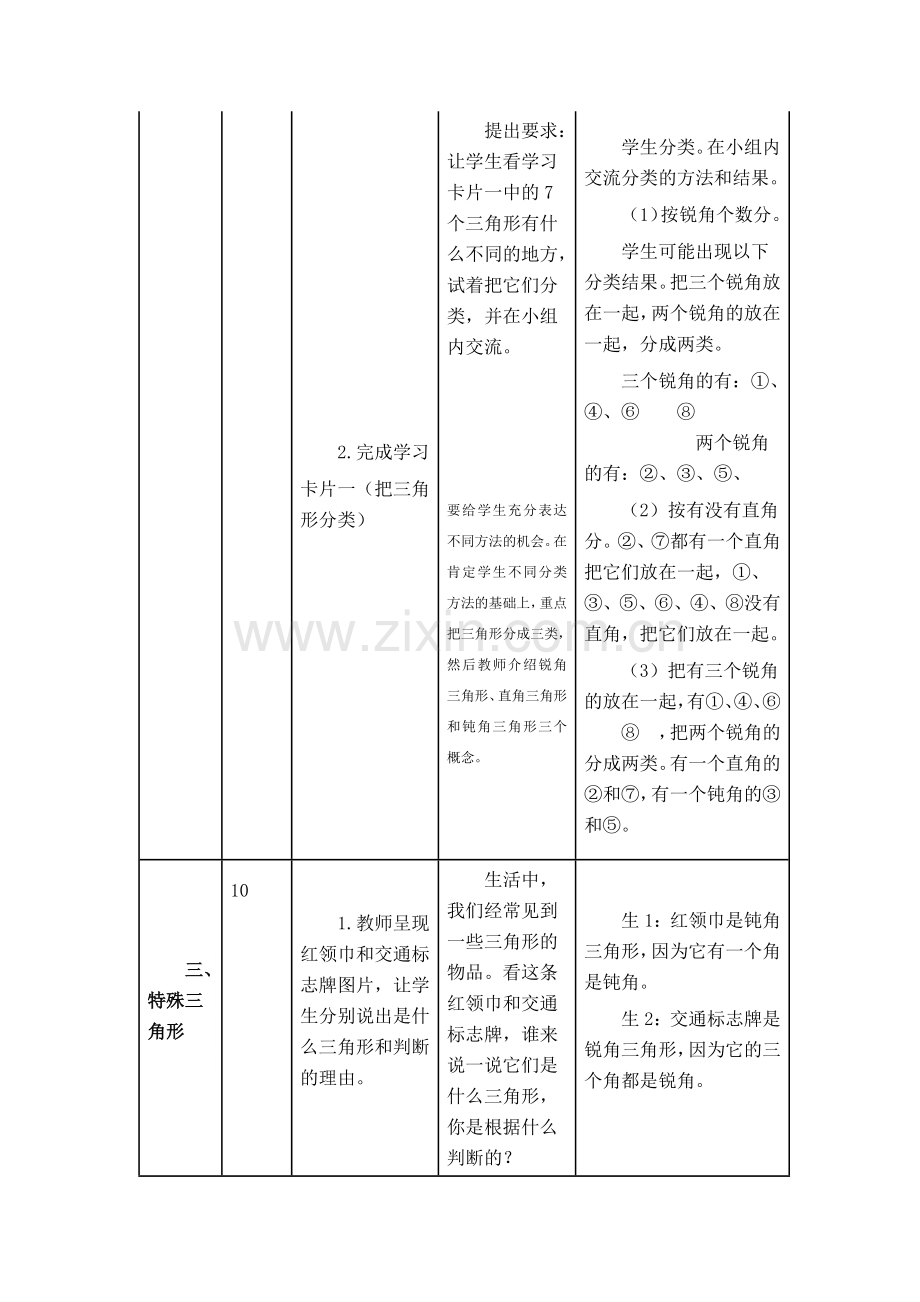 小学数学2011版本小学四年级四年级数学三角形的分类教学设计.docx_第3页