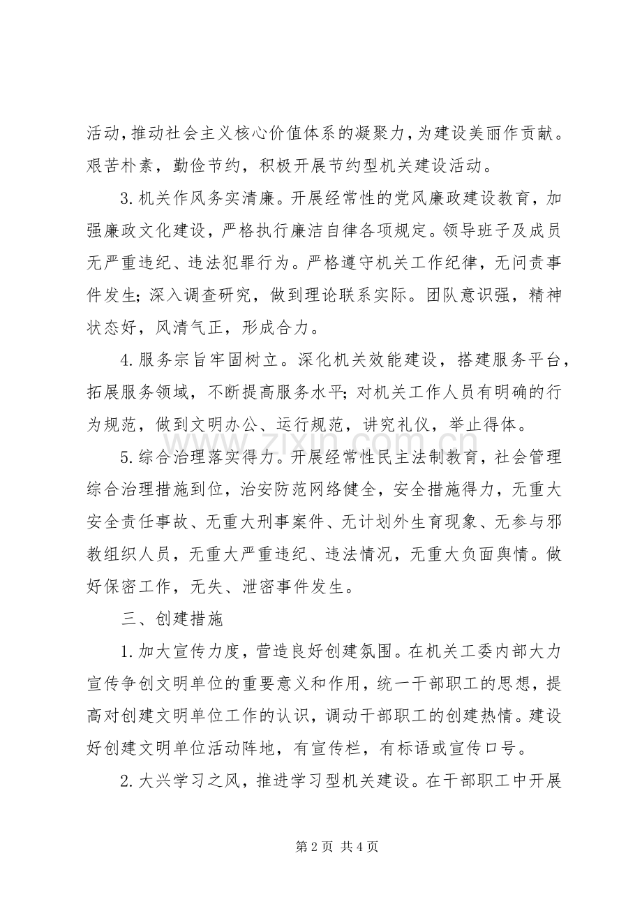 机关工委文明单位创建工作实施方案.docx_第2页