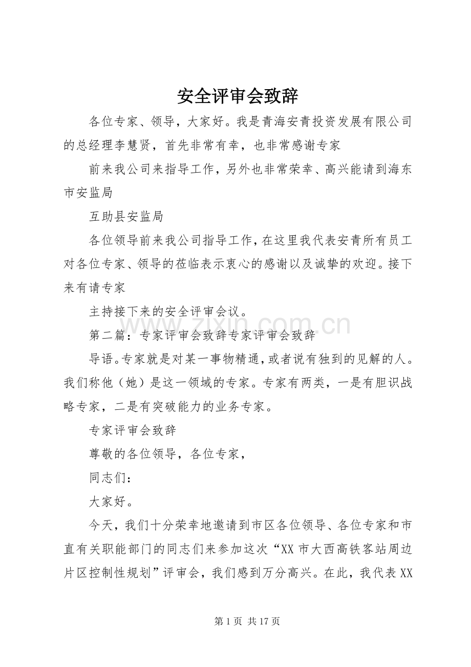 安全评审会致辞.docx_第1页