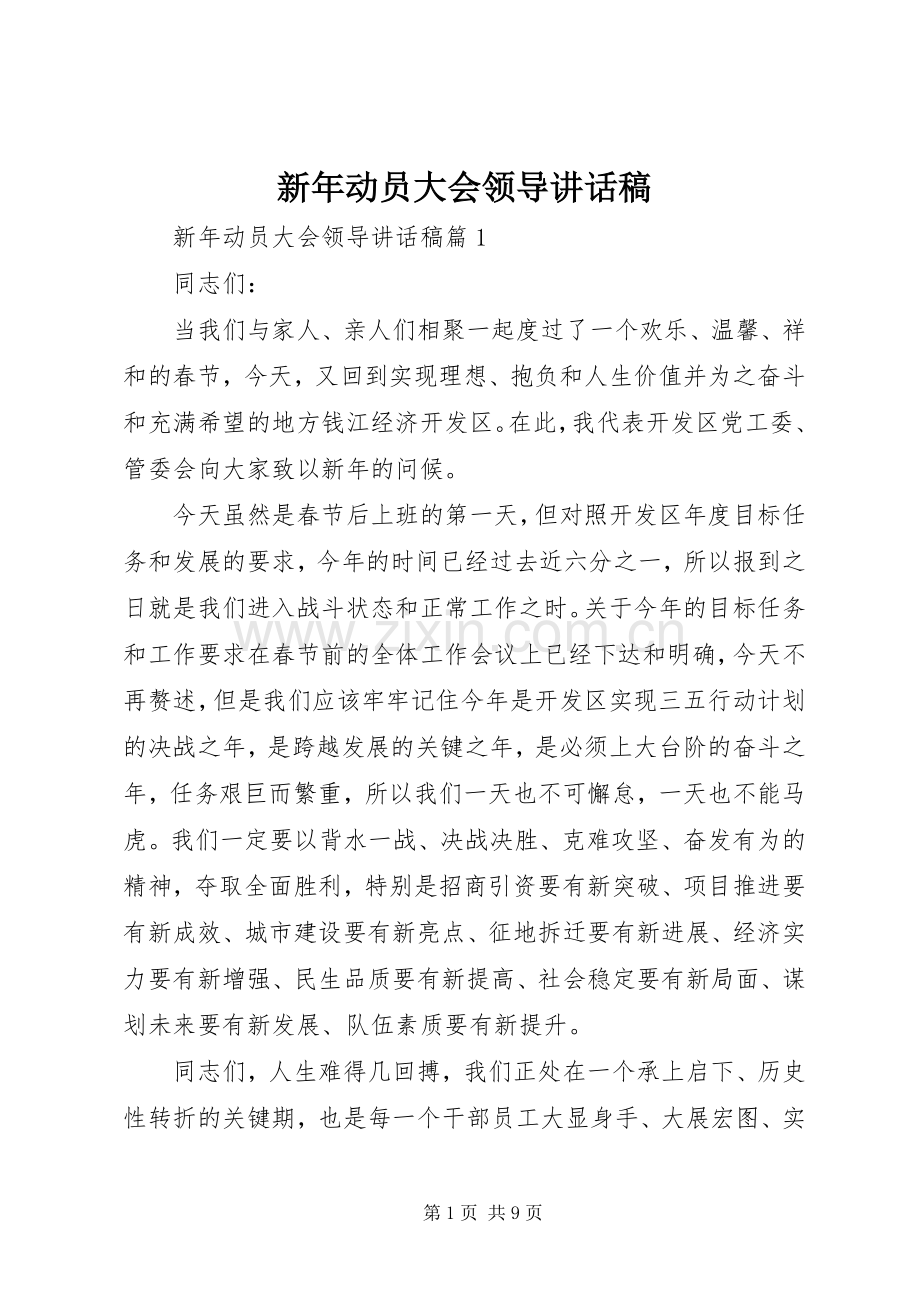 新年动员大会领导讲话稿.docx_第1页