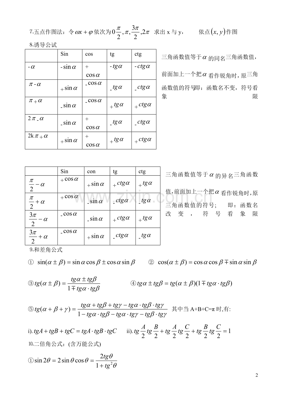 高考专题：三角函数(学生).doc_第2页