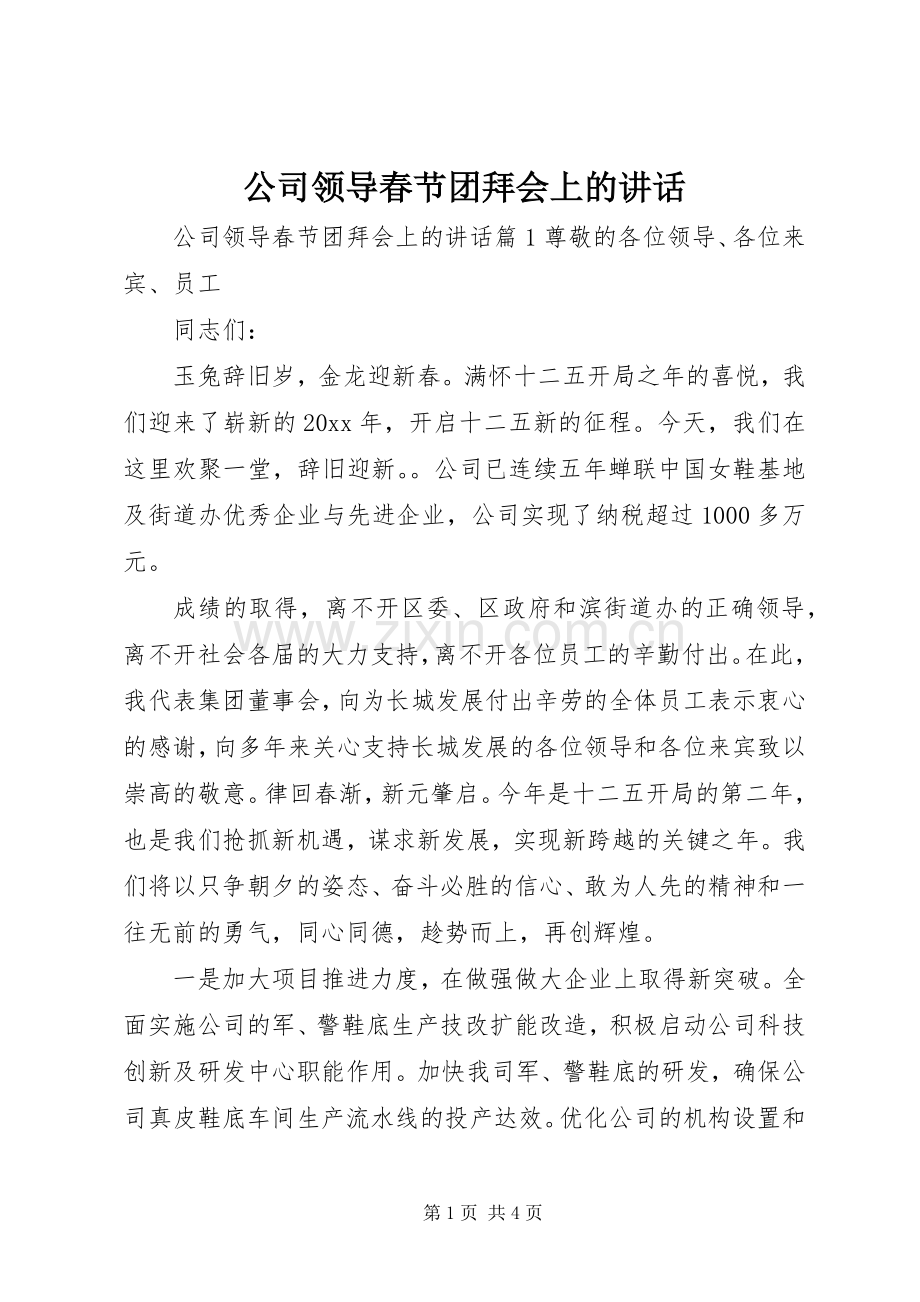 公司领导春节团拜会上的讲话.docx_第1页