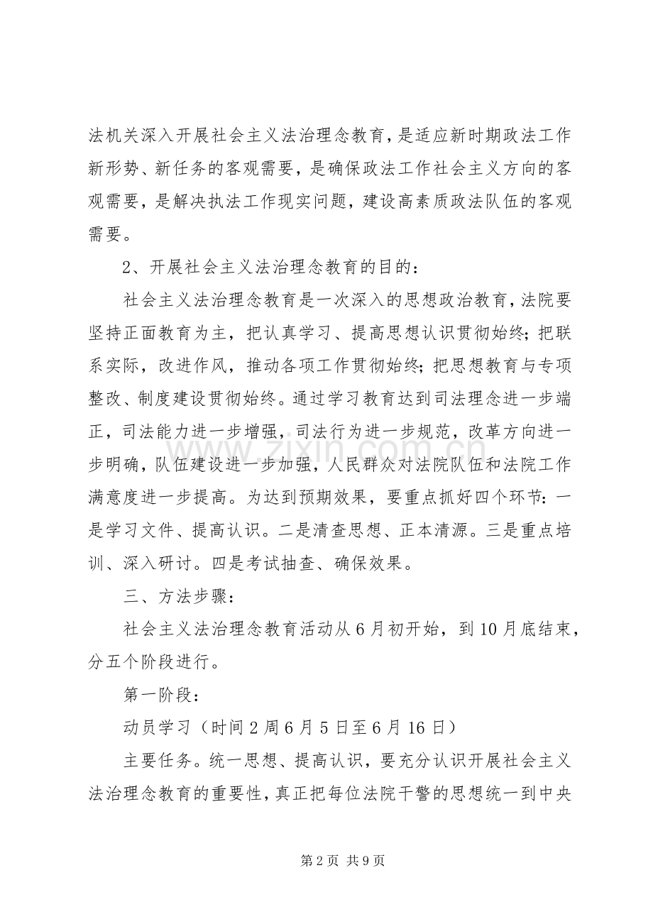 法院系统社会主义法治理念教育活动方案.docx_第2页