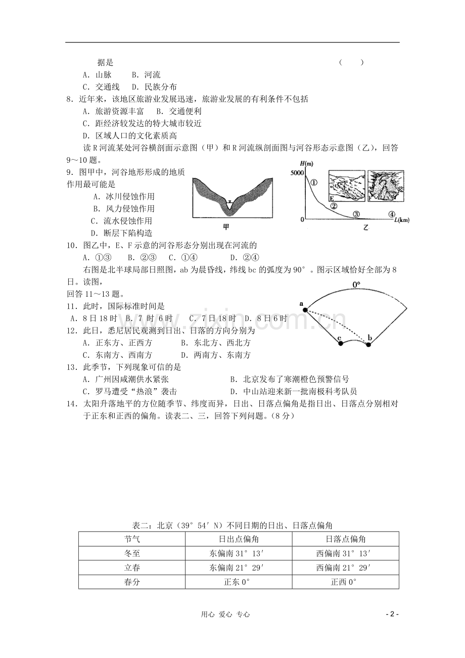 山西省临汾三中2012高三地理-阶段性综合练习1.doc_第2页