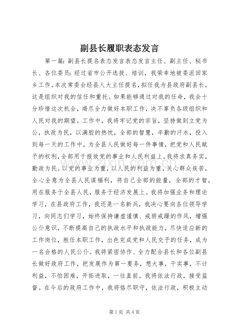 副县长履职表态发言.docx_第1页