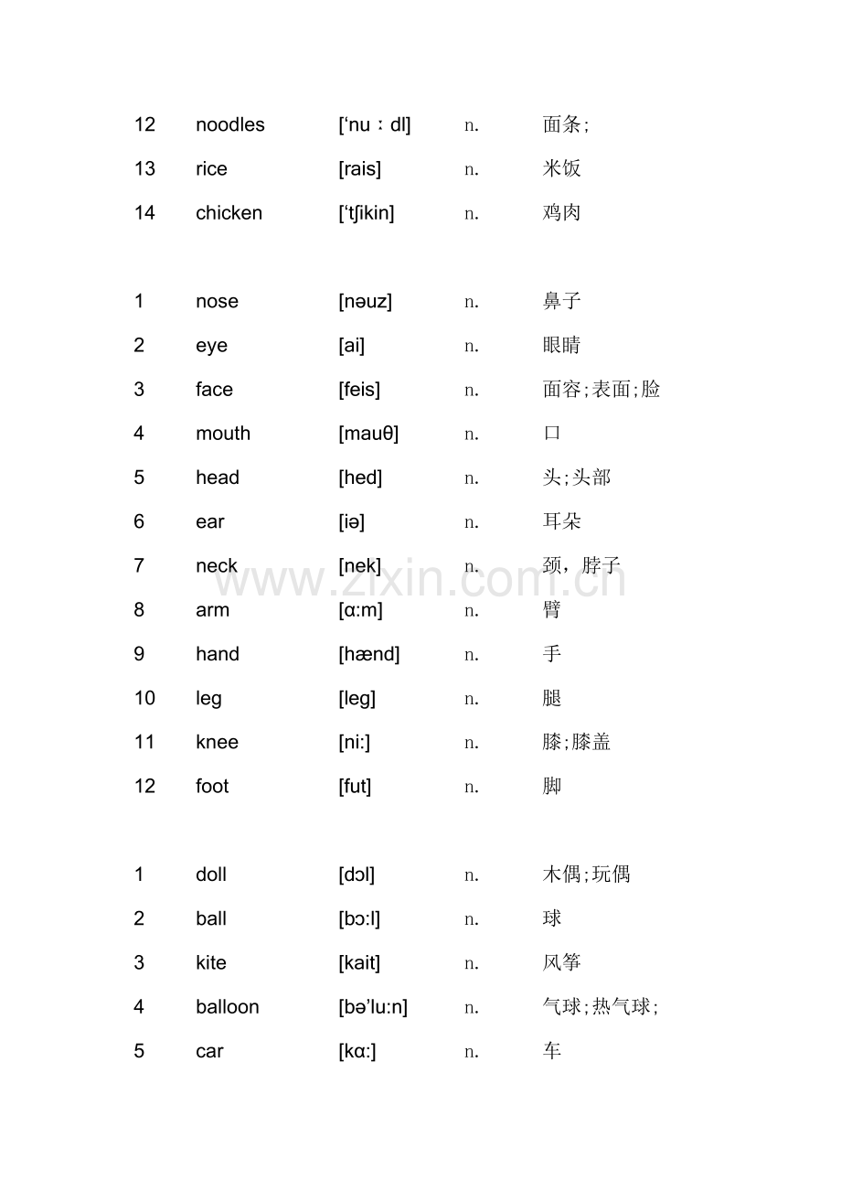 新版小学英语三年级上单词表(带音标).doc_第2页