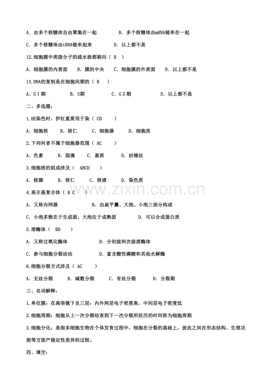 2023年组织胚胎学习题库及答案.doc_第2页