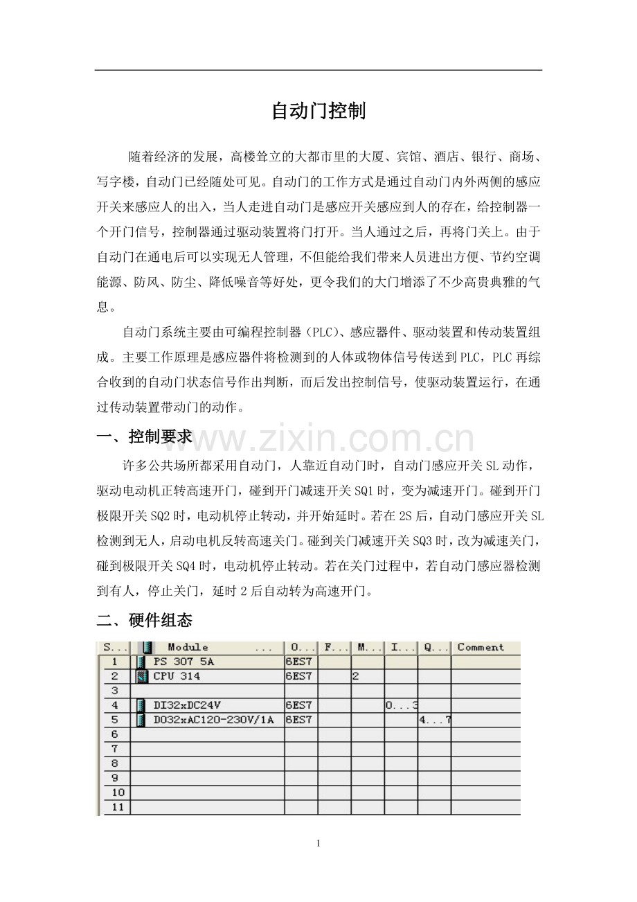 PLC自动门梯形图.doc_第1页